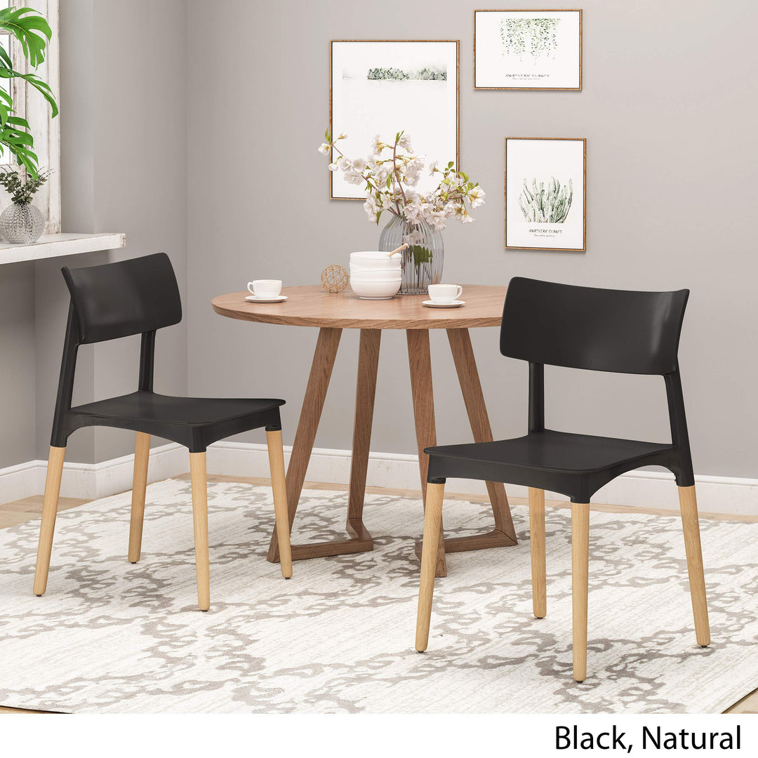 Christopher Knight Home Isabel Modern Dining Chair with Beech Wood Legs (Set Black, Natural - Diamond Home USA