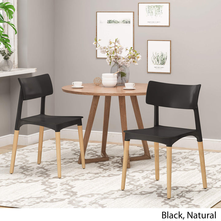 Christopher Knight Home Isabel Modern Dining Chair with Beech Wood Legs (Set Black, Natural - Diamond Home USA