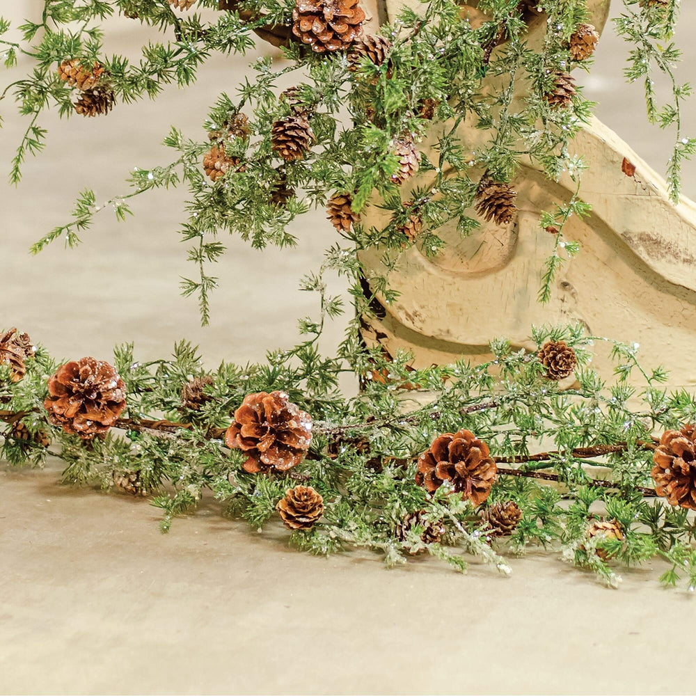 Vintage Floral ICY Stowe Cedar Garland 4ft - Diamond Home USA