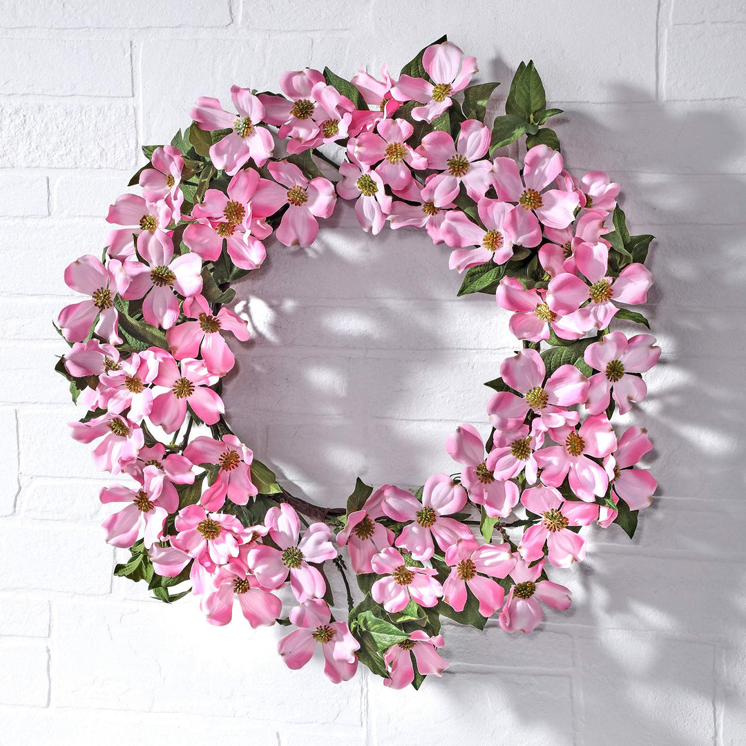 North American Dogwood Wreath 20" Pink Polyester