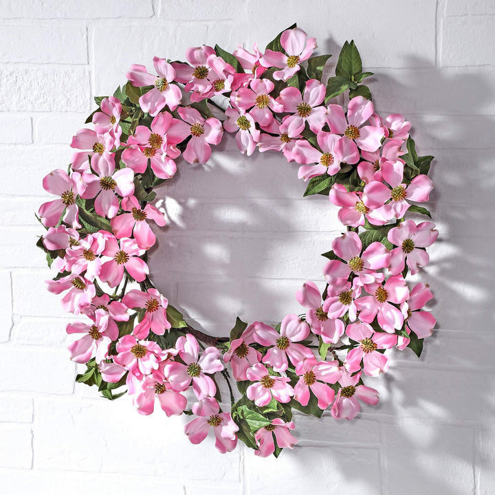 North American Dogwood Wreath 20" Pink Polyester