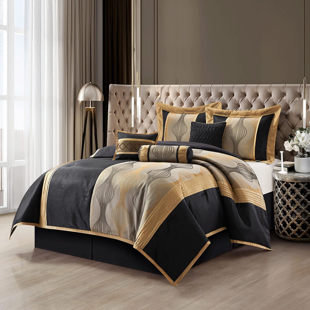 7 Piece n Color Geometric Comforter Cal California Set