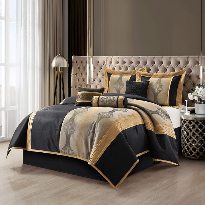 7 Piece n Color Geometric Comforter Cal California Set