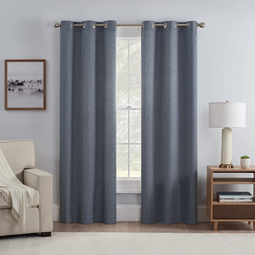 Eclipse Carter Draftstopper ght Filtering Grommet ned Window Curtains for 95 Inches - Denim - Diamond Home USA