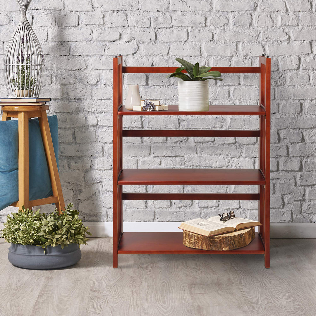 Casual Home 3-Shelf 27.5" Wide Folding Stackable Bookcase
