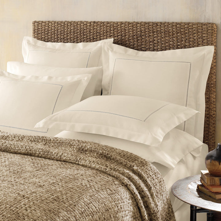 Bed Maker's Levinsohn Textile Company Cotton and Linen Blend Hemstitch Sham Gold - Diamond Home USA