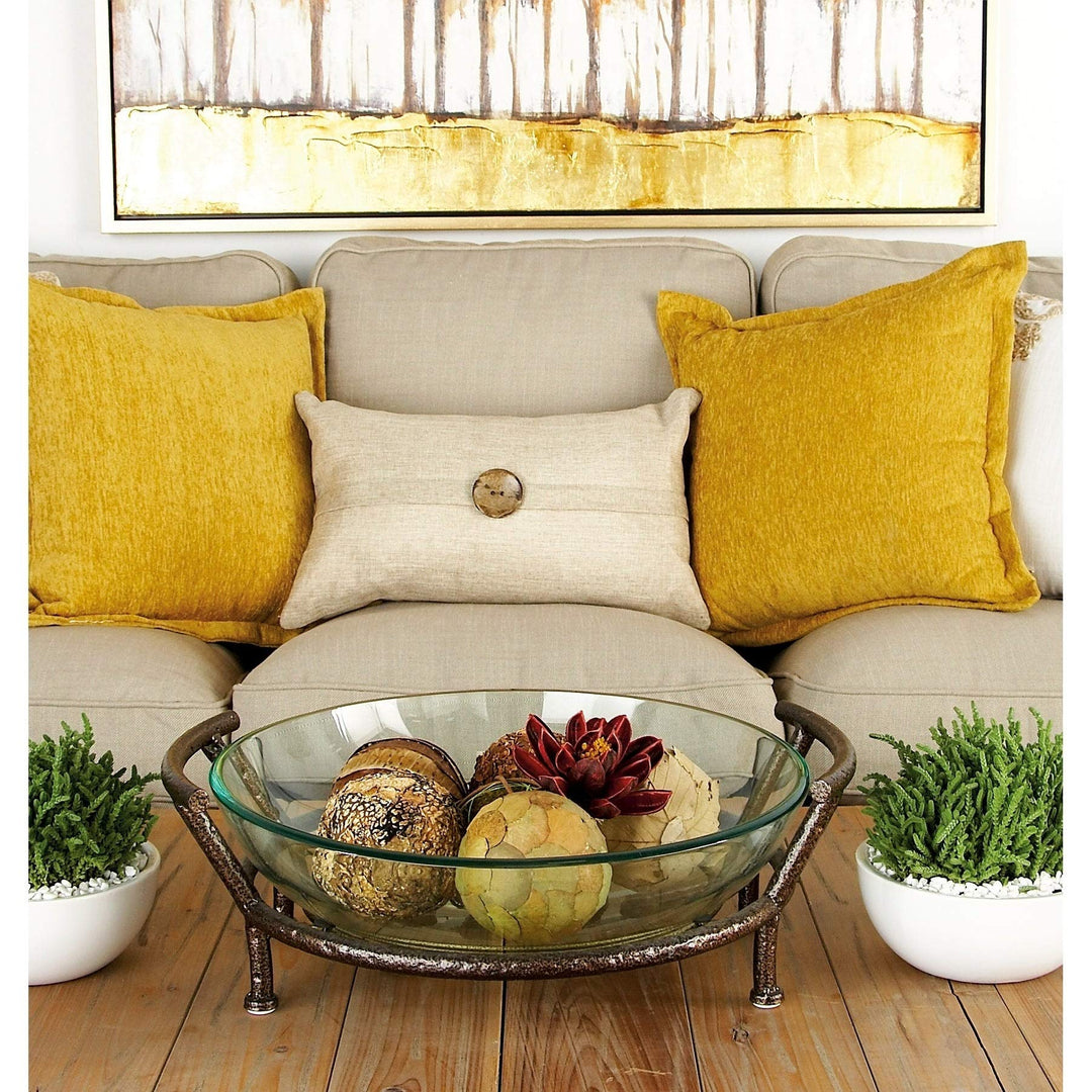 21-inch Iron And Glass Server Bowl Green