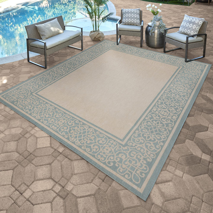 Gertmenian Indoor Outdoor Area Rug Classic Flatweave Washable Stain & UV 8'9" x 13'1" - Diamond Home USA