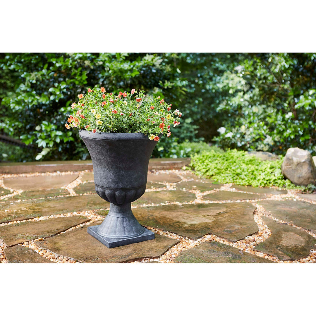 21" Urn Weathered Traditional Round Resin