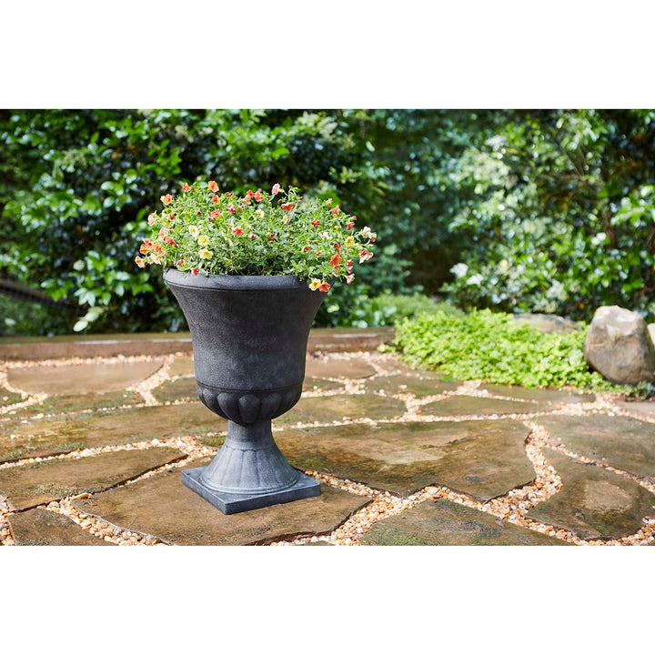 21" Urn Weathered Traditional Round Resin