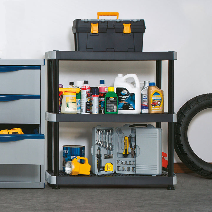 Rimax 3 Shelf Heavy Duty Storage Rack Black - Diamond Home USA