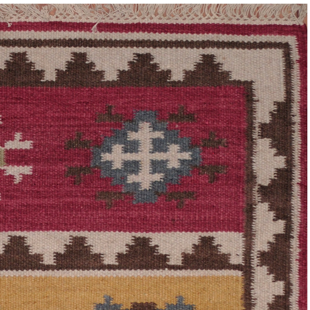 Herat Oriental Indo Hand Woven Tribal Vegetable Dye Kilim Wool Rug 3' x 5' - Diamond Home USA