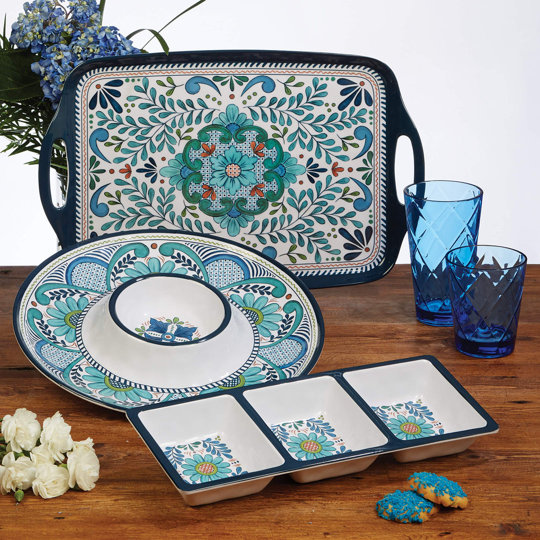 Cerified International Talavera 2-Piece Melamine Platter Set Multicolored - Diamond Home USA
