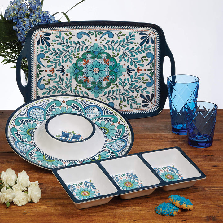 Cerified International Talavera 2-Piece Melamine Platter Set Multicolored - Diamond Home USA
