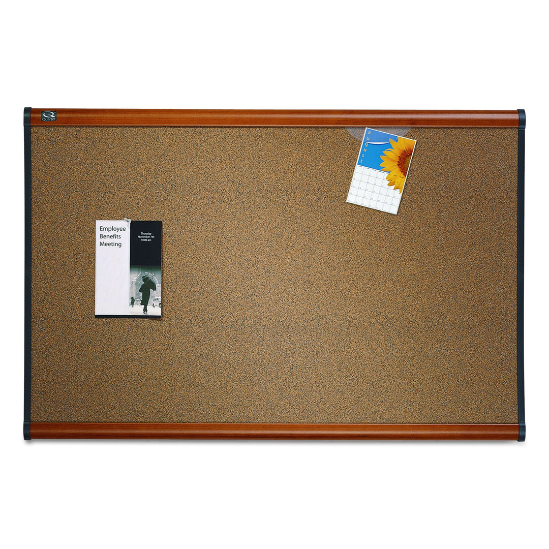 Quartet Prestige Colored Cork Bulletin Boards 4 x 3 Feet Light Cherry Finish