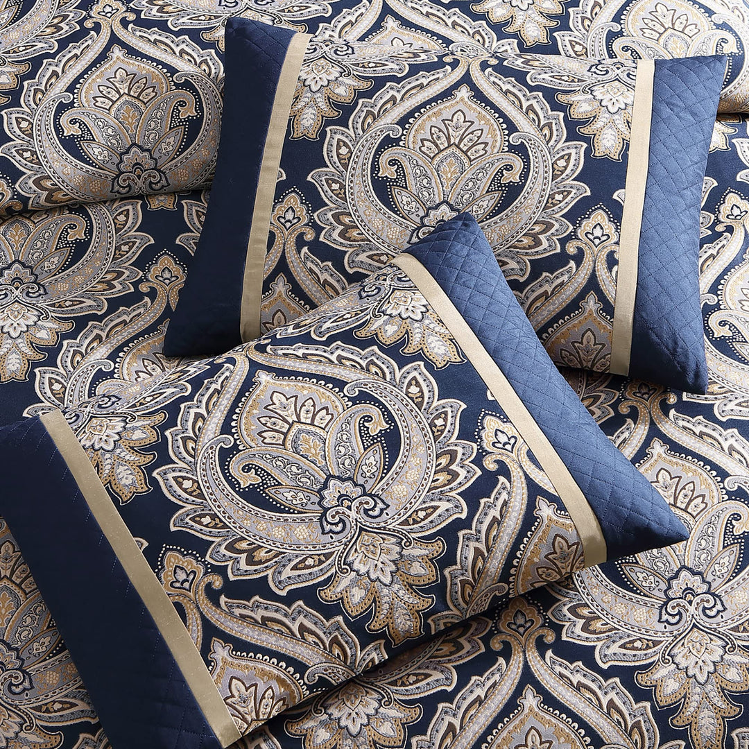 Riverbrook Home 100% Polyester Comforter Set Queen Barret - Navy 9-Piece Set