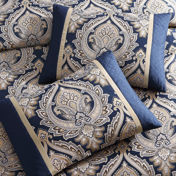 Riverbrook Home 100% Polyester Comforter Set Queen Barret - Navy 9-Piece Set