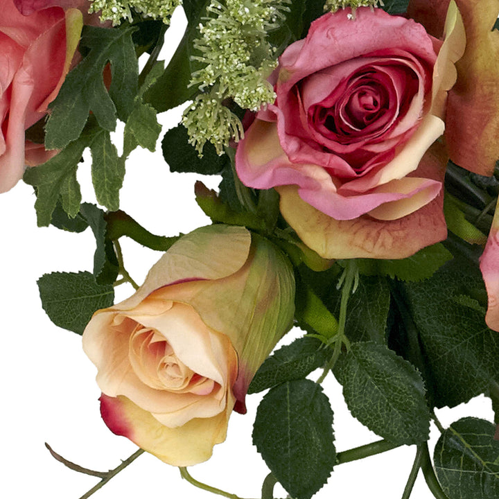 Nearly Natural 4802 Rose Wreath 20-Inch Peach 15" x 6" x 15" - Diamond Home USA