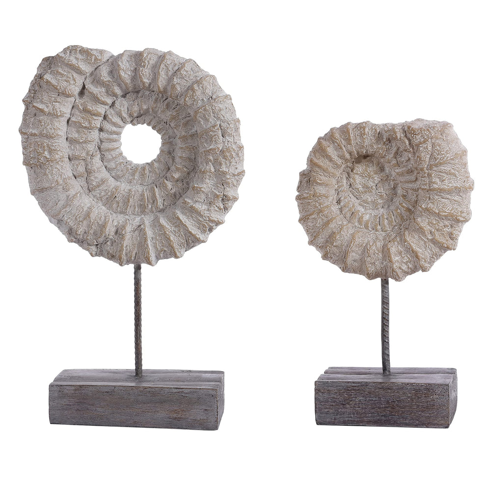 Nautical Shell Table (Set of 2) 3.2" W X 8.3" L 14.2" H Black White Modern - Diamond Home USA