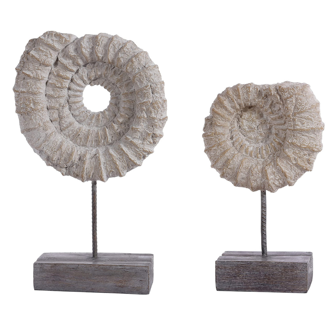 Nautical Shell Table (Set of 2) 3.2" W X 8.3" L 14.2" H Black White Modern - Diamond Home USA