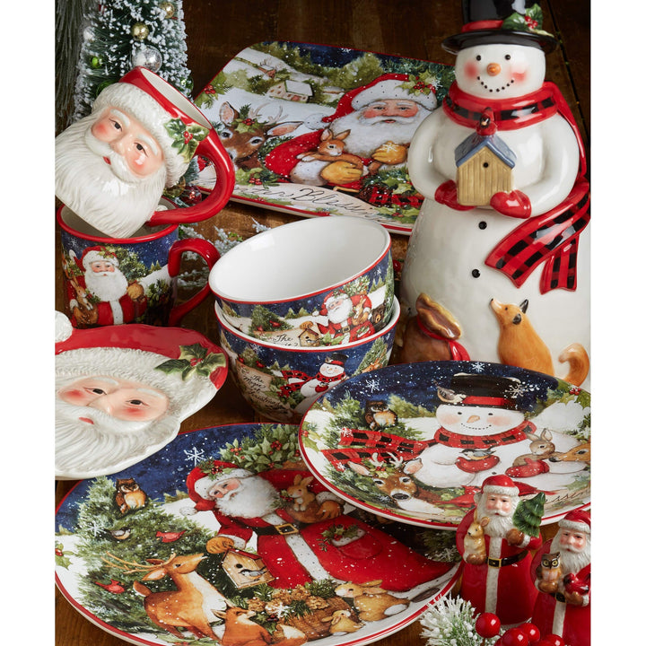 Magic of Christmas Snowman 16 Oz. Mugs (Set of 4) Green Multi Color Red Animal - Diamond Home USA