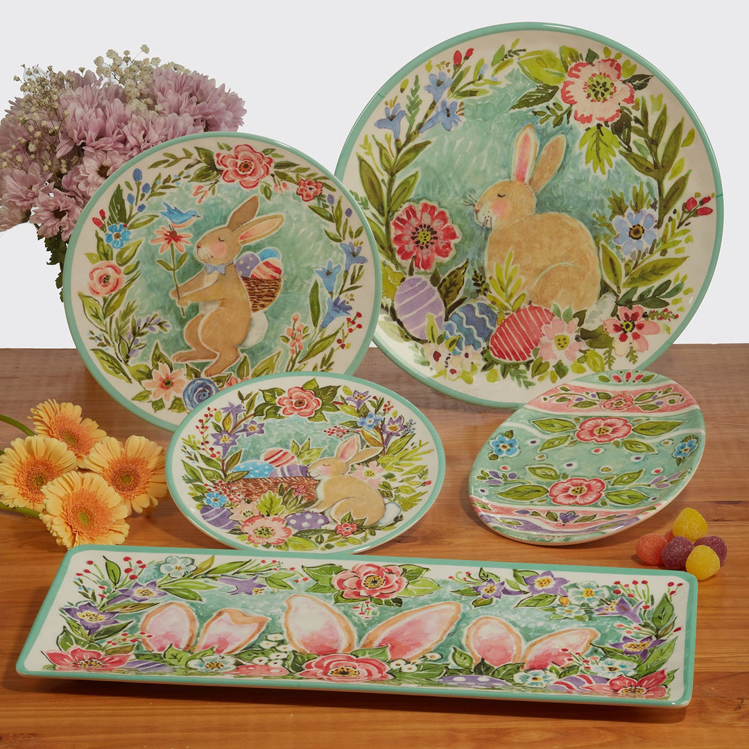 Joy Of Easter 2 Piece Platter Set 18" X 13.5" Multi Color Floral Casual - Diamond Home USA