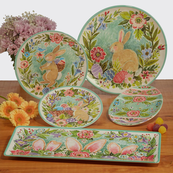 Joy Of Easter 2 Piece Platter Set 18" X 13.5" Multi Color Floral Casual - Diamond Home USA