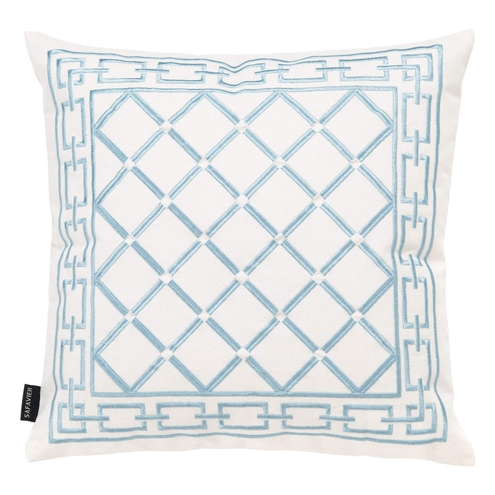 18-inch Pillow Blue White Geometric Modern Contemporary Cotton Polyester Single