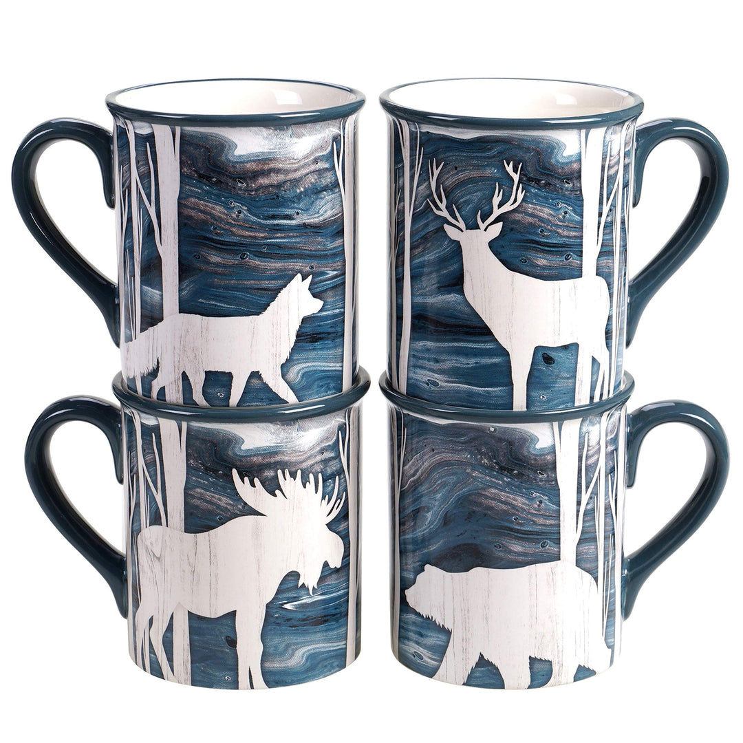 Lodge 16-piece Dinnerware Set (Service For 4) Blue Grey Multi Color Animal - Diamond Home USA