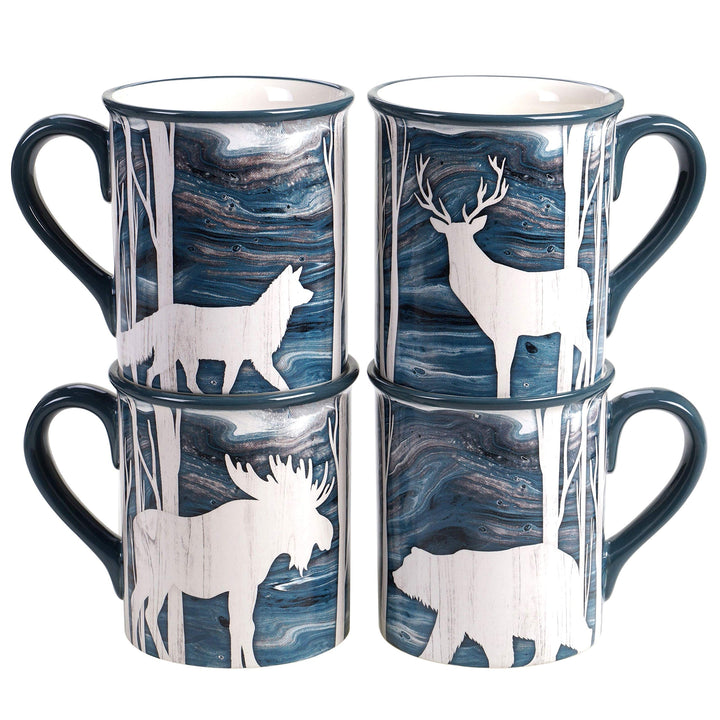 Lodge 16-piece Dinnerware Set (Service For 4) Blue Grey Multi Color Animal - Diamond Home USA