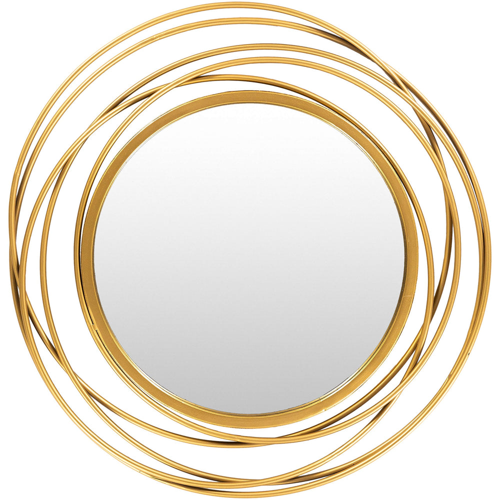 Modern Circles Golden 21-inch Round Mirror 22" h X 21" w Gold Contemporary - Diamond Home USA