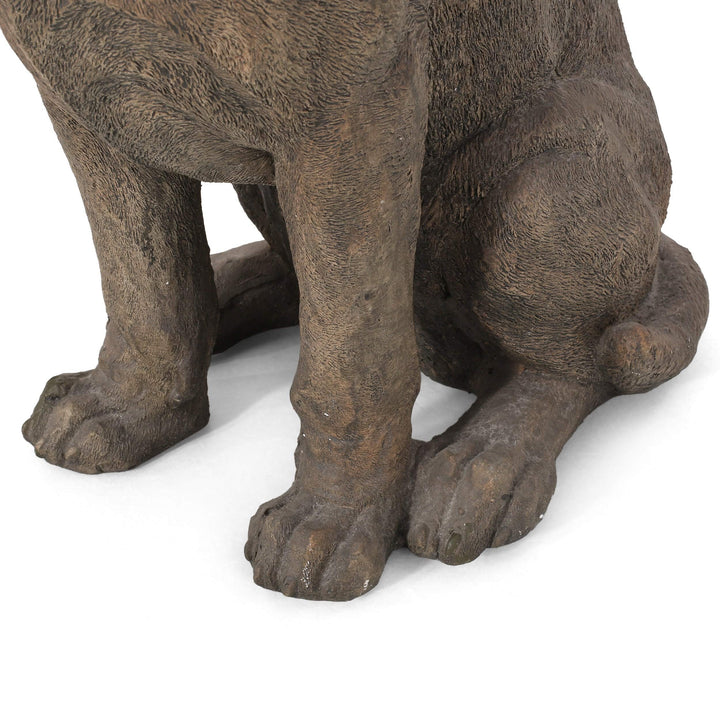 Outdoor Cast Stone Dog Garden Statue Brown Modern Contemporary Finish - Diamond Home USA