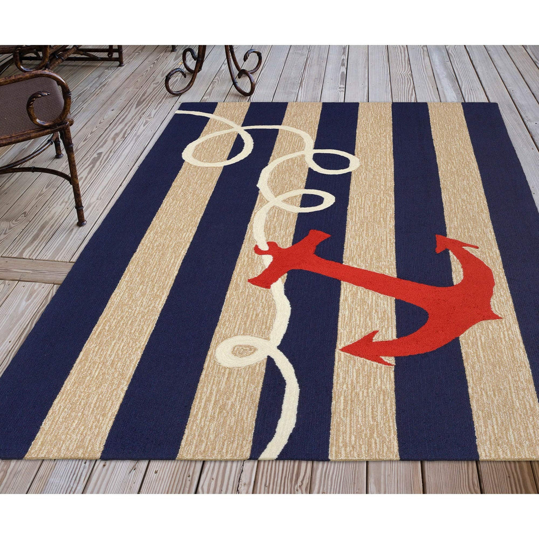Frontporch Anchor Indoor/Outdoor Rug Navy 42"x66" Blue Novelty Rectangle - Diamond Home USA