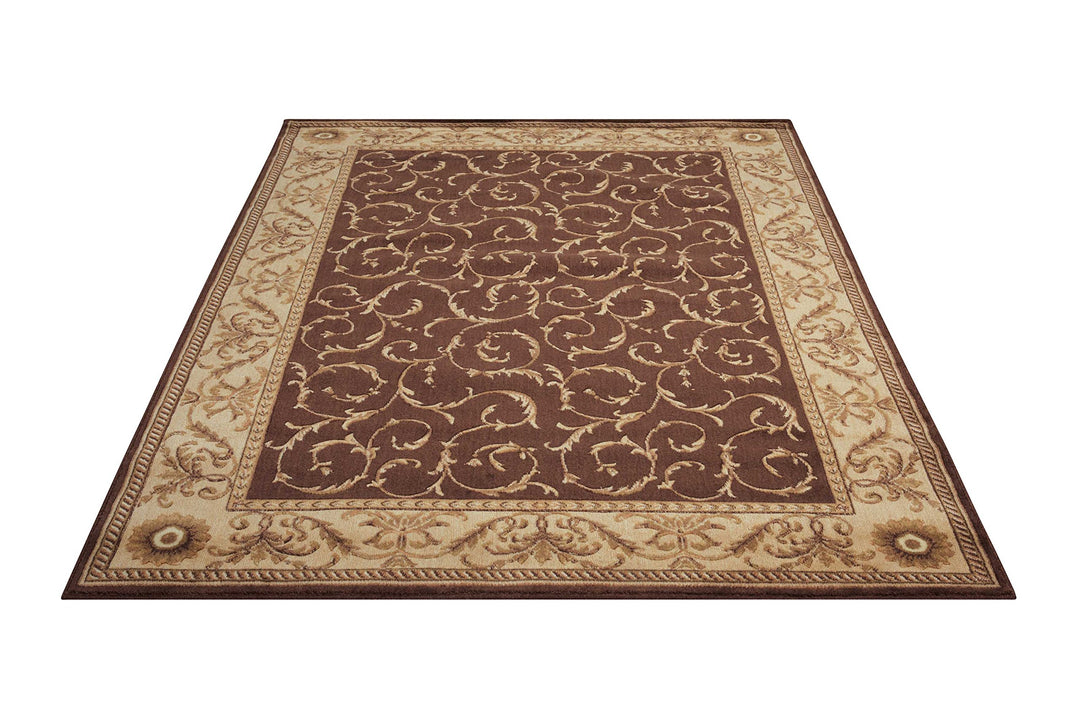 Nourison Somerset Floral Brown 3'6" x 5'6" Area-Rug Easy washing Non Shedding - Diamond Home USA