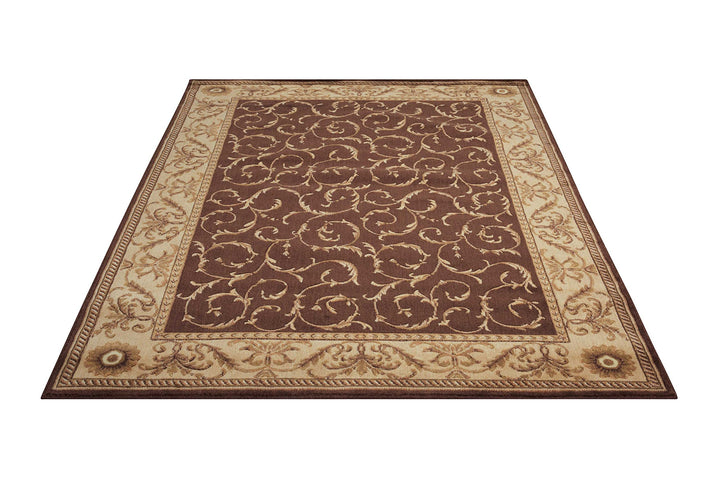 Nourison Somerset Floral Brown 3'6" x 5'6" Area-Rug Easy washing Non Shedding - Diamond Home USA