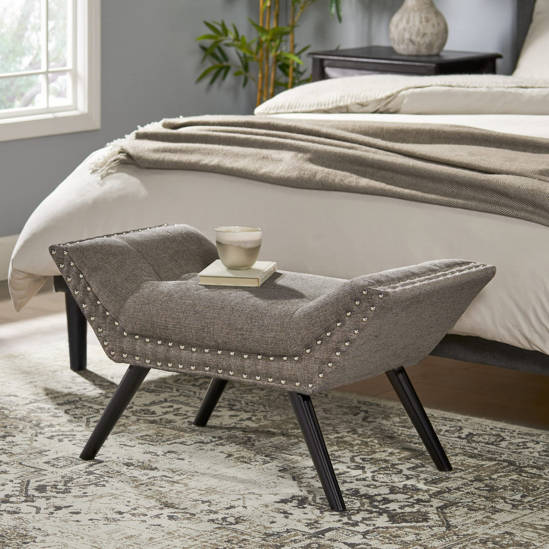 Christopher Knight Home Rosalynn Tufted Fabric Ottoman / Bench Almond