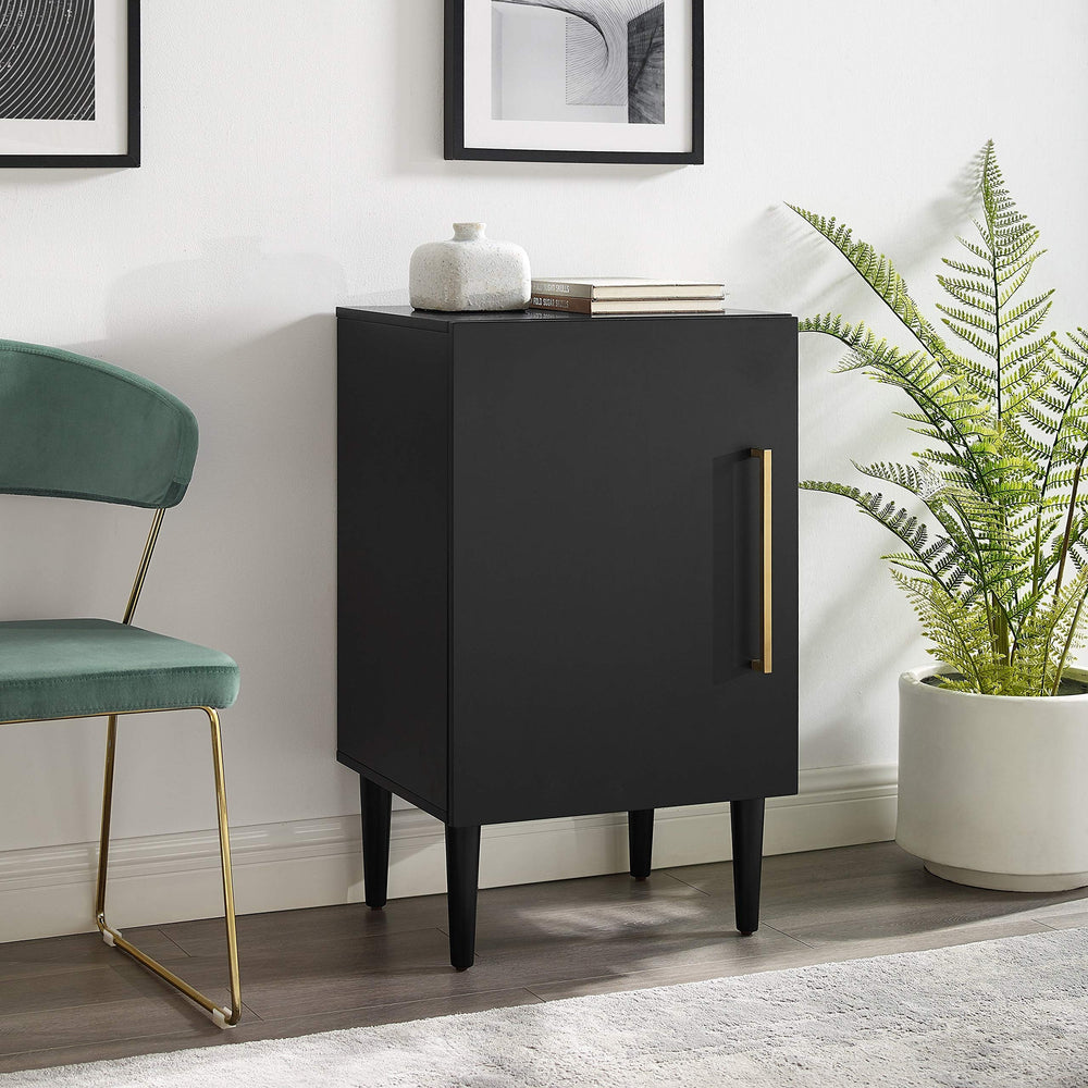 Matte Black Record Player Stand Mid-Century Modern MDF Doors - Diamond Home USA