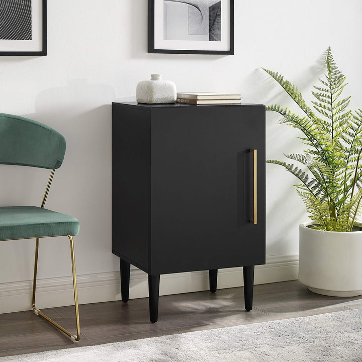 Matte Black Record Player Stand Mid-Century Modern MDF Doors - Diamond Home USA