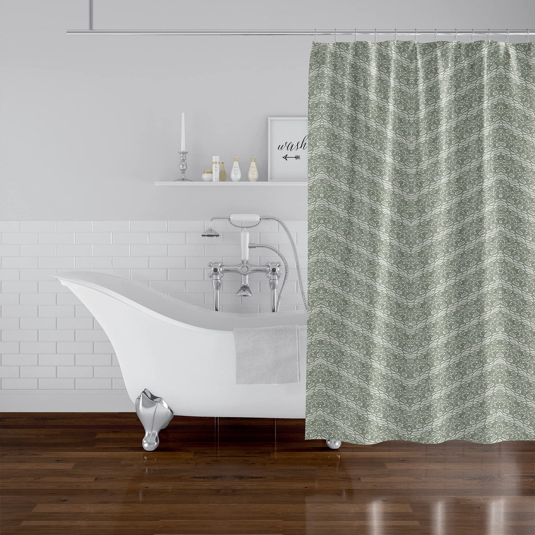Chevron Snake Green Shower Curtain Green Animal Print Modern Contemporary - Diamond Home USA