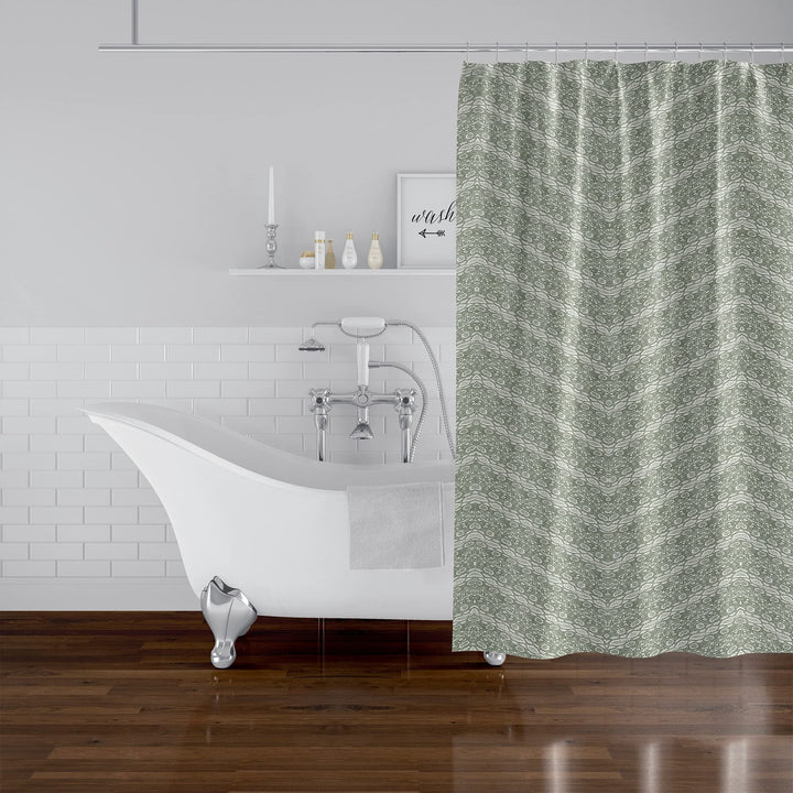 Chevron Snake Green Shower Curtain Green Animal Print Modern Contemporary - Diamond Home USA