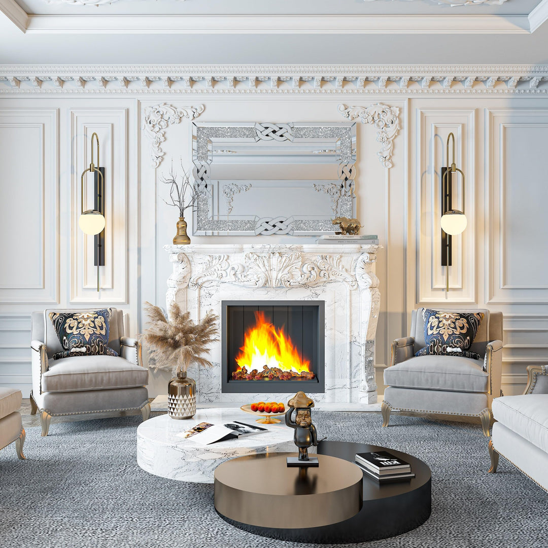 Glam Accent Diamond Mirror 36"x24" Silver Modern Contemporary Frameless - Diamond Home USA