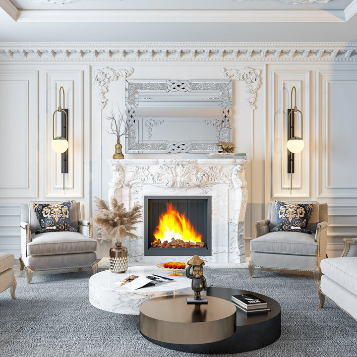 Glam Accent Diamond Mirror 36"x24" Silver Modern Contemporary Frameless - Diamond Home USA