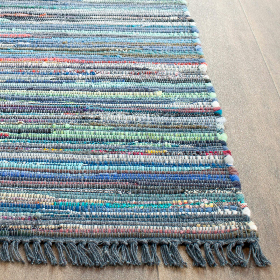 Rag Rug Runner with Tassels Ink Blue Multicolor Rags Weave Floor Mat Hallway 2'3" x 5' - Ink/Multi - Diamond Home USA