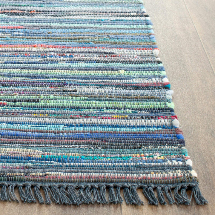 Rag Rug Runner with Tassels Ink Blue Multicolor Rags Weave Floor Mat Hallway 2'3" x 5' - Ink/Multi - Diamond Home USA