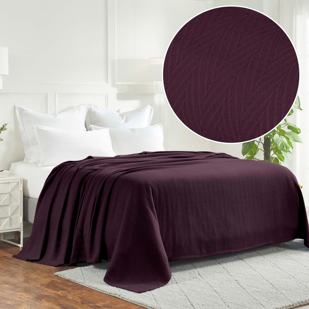 Superior 100% Cotton Blanket Oversized Throw Woven Blanket for Couch Bed Bedding - Diamond Home USA