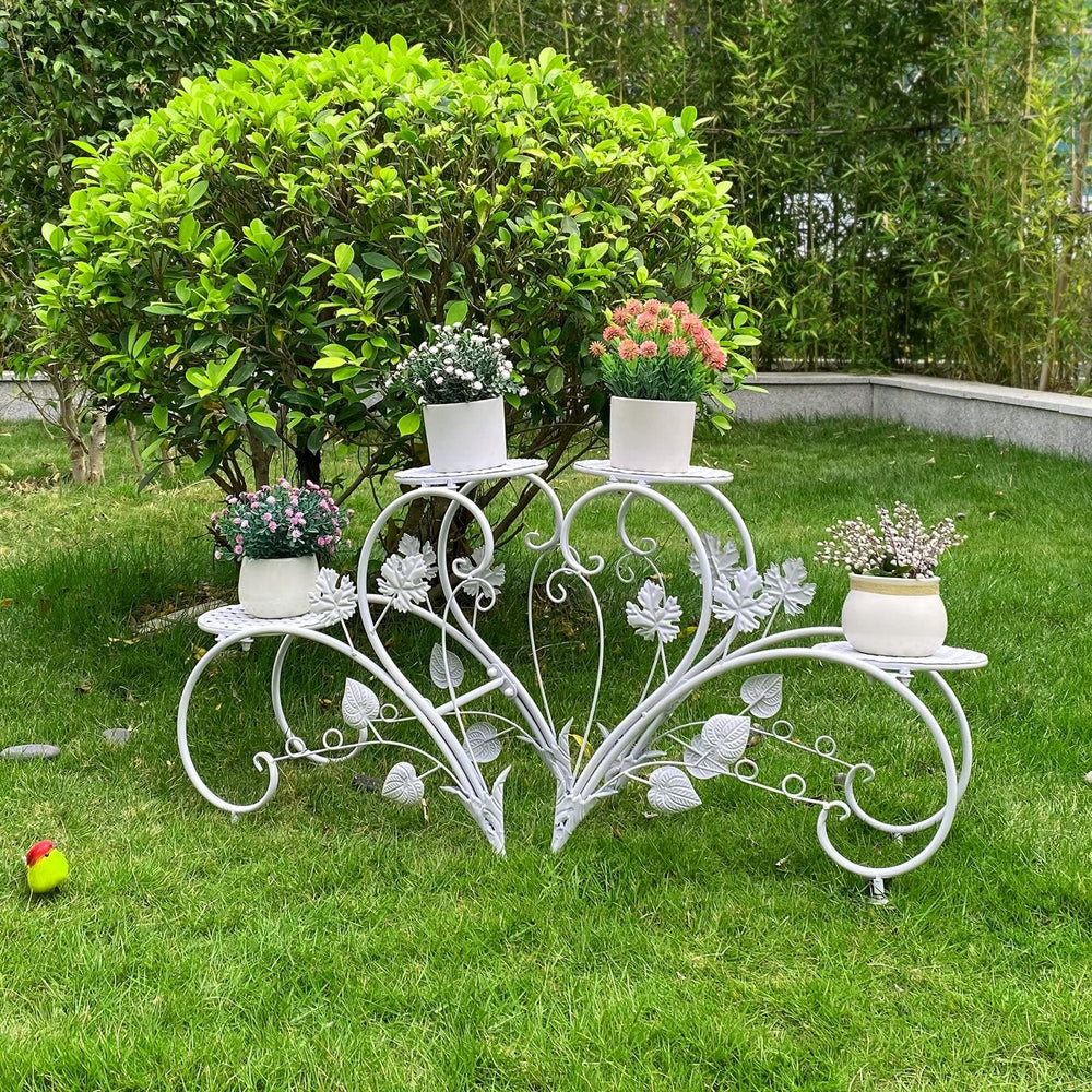 Classic Plant Stand Art Flower Pot Holder Rack Planter Outdoor Indoor White - Diamond Home USA