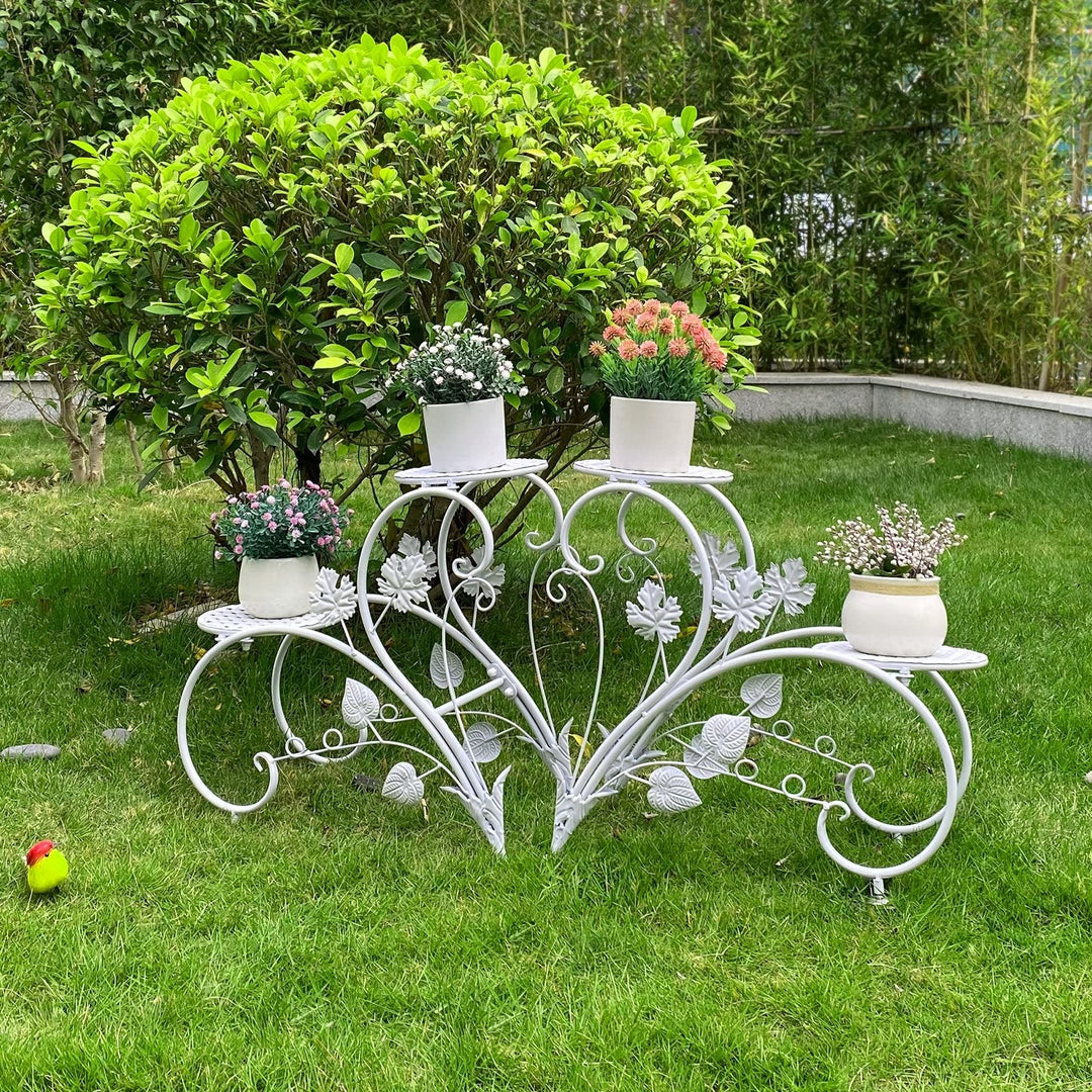Classic Plant Stand Art Flower Pot Holder Rack Planter Outdoor Indoor White - Diamond Home USA