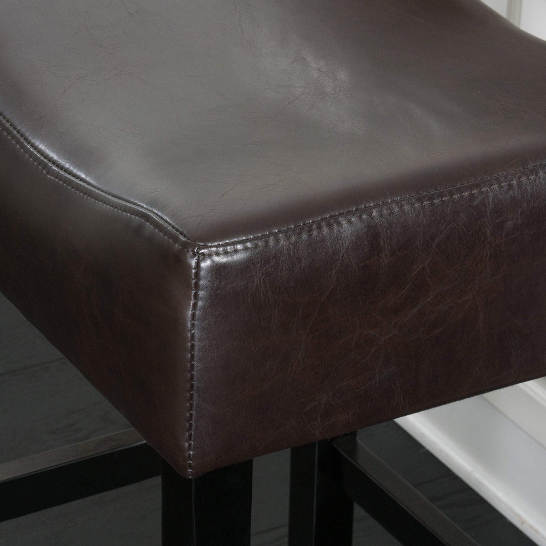 26-inch Bonded Leather Backless Counter Stool (Set of 2) by Black Brown Modern - Diamond Home USA