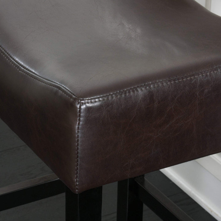 26-inch Bonded Leather Backless Counter Stool (Set of 2) by Black Brown Modern - Diamond Home USA