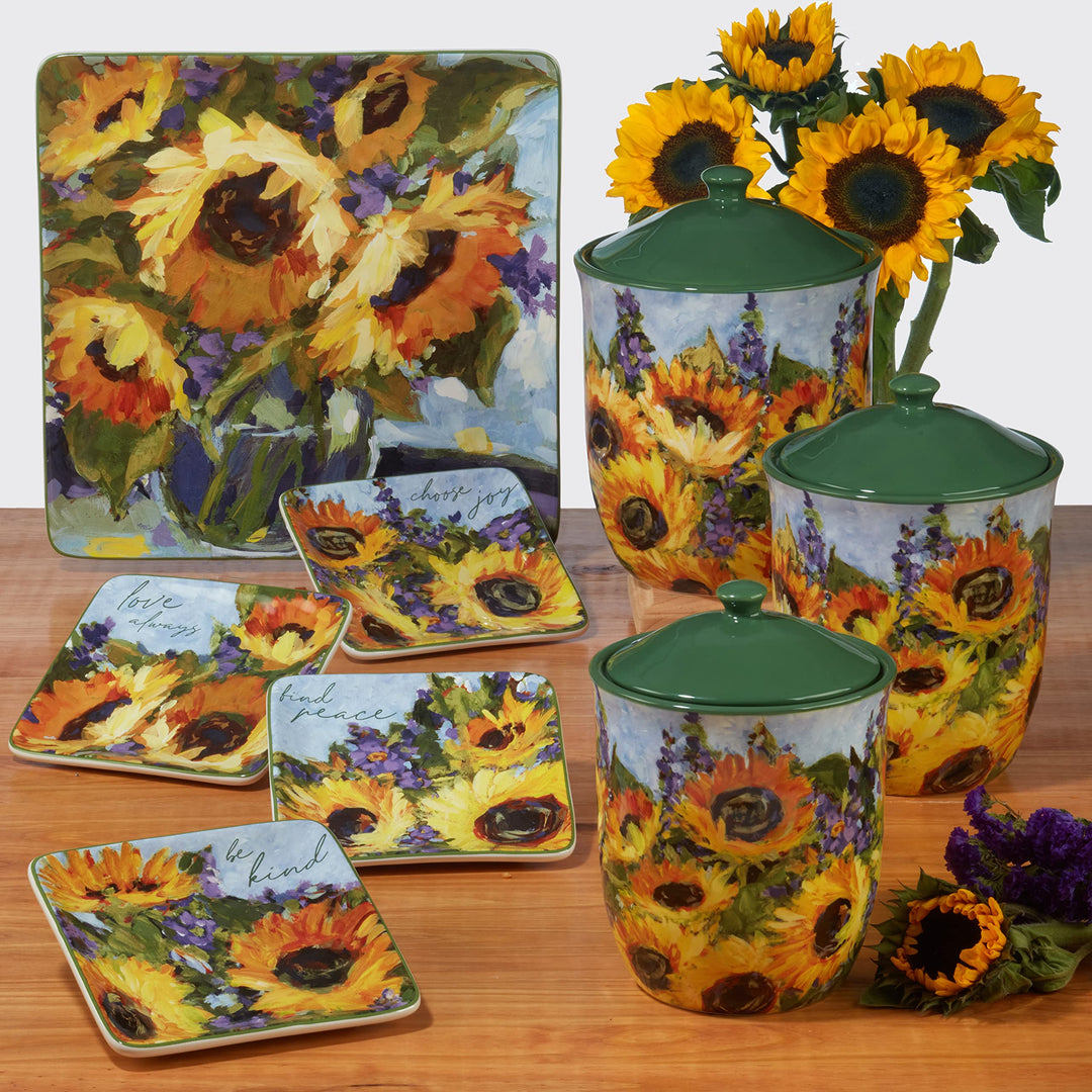 Certified International Sunflower Bouquet Rectangular Platter 16" x 12" Large - Diamond Home USA
